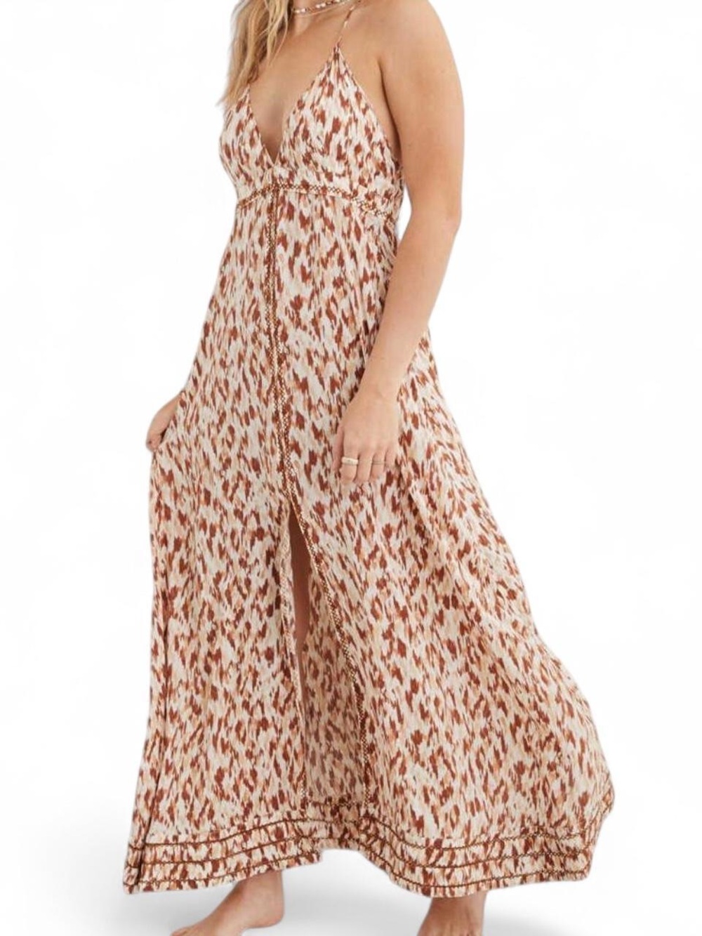 aerie Cream and Tan Maxi Dress with open back